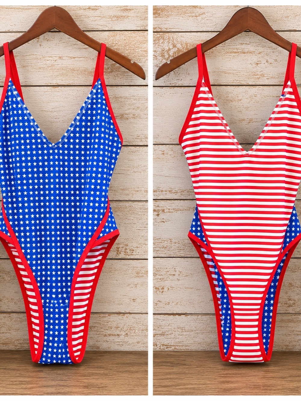 No Boundaries XS Reversible Patriotic Stars Stripes Swimsuit NWT